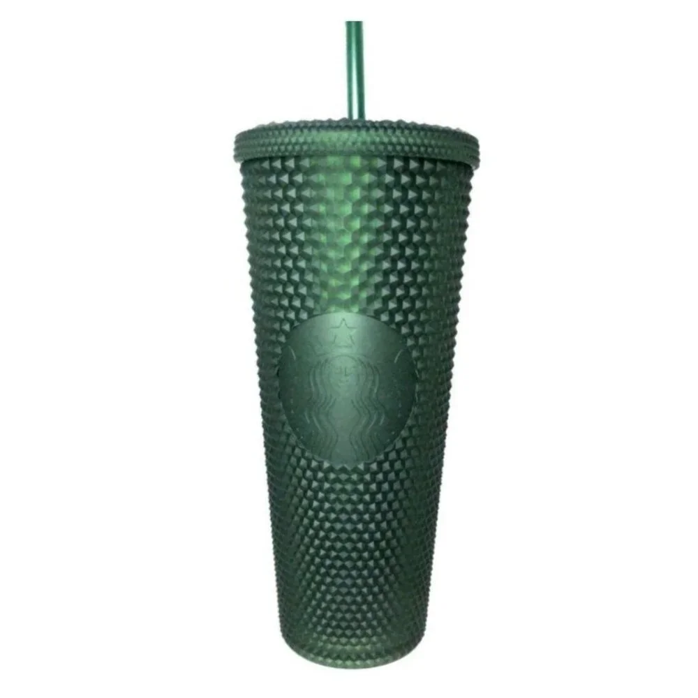 Starbucks Matte Dark Green Studded Venti 24oz Cold Cup Trumbler Twist Lid - Picture 2 of 9